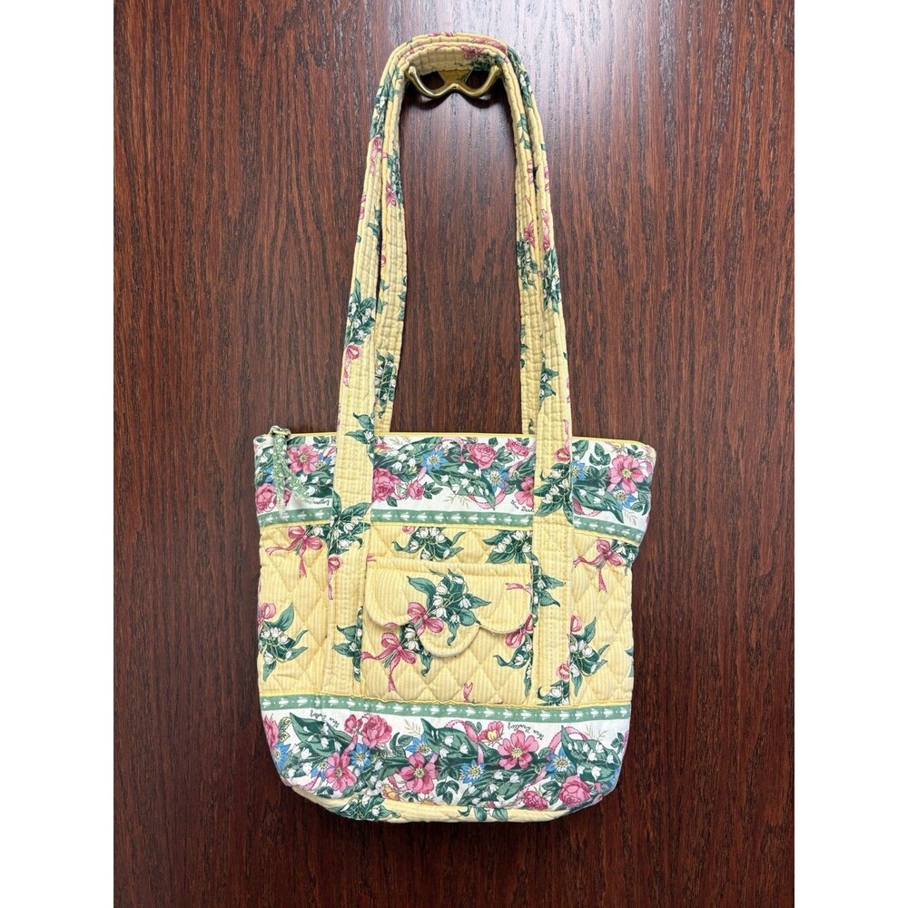 Vintage Vera Bradley Villager Tote Hope Yellow Floral Retired Quilted Bag - Picture 3 of 12